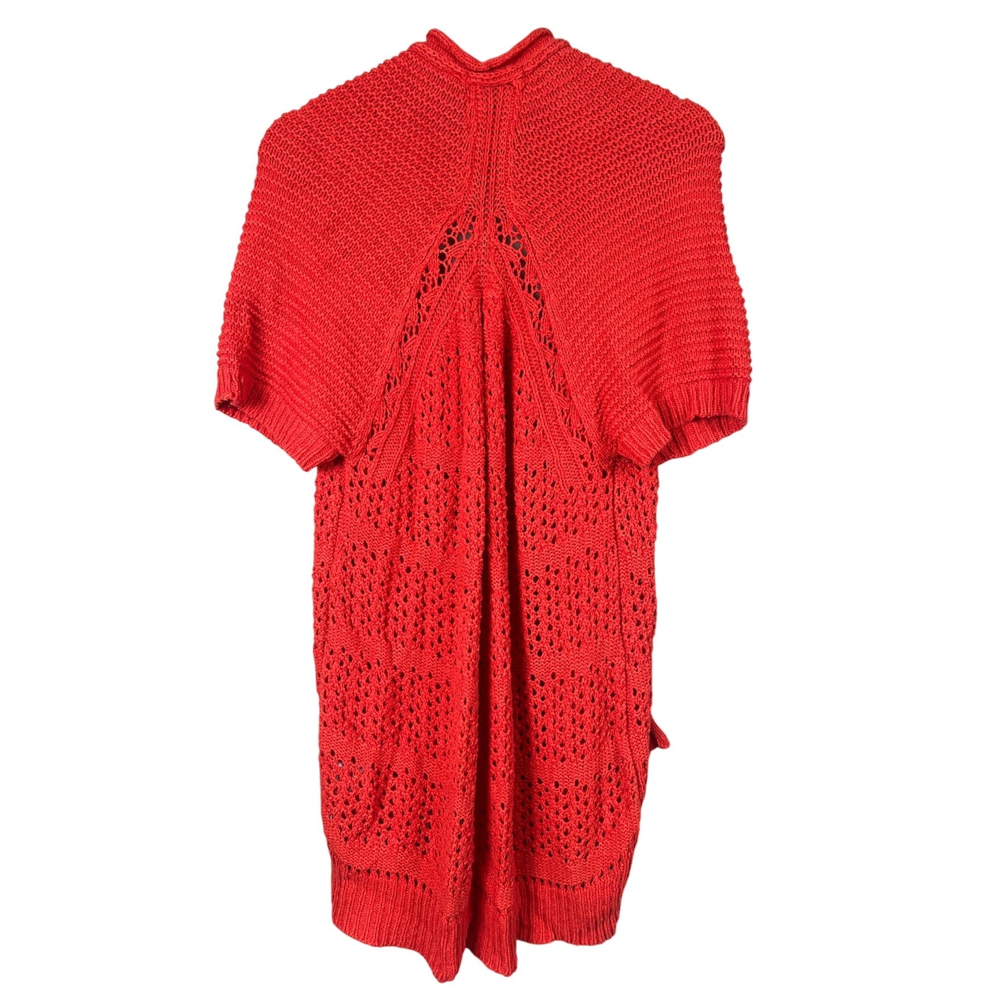 Guinevere Anthropologie Orange-Red Open Knit Boho Cardigan Size M