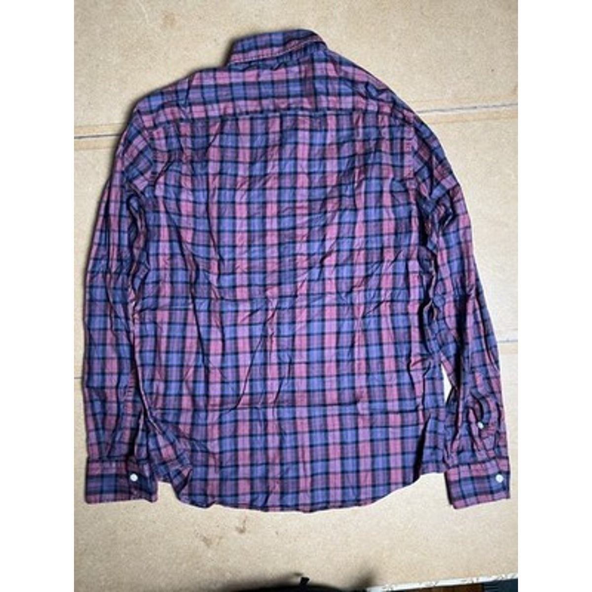 Faherty Shirt Mens L Red Plaid Long Sleeve Button Up Casual Woven Point Collar