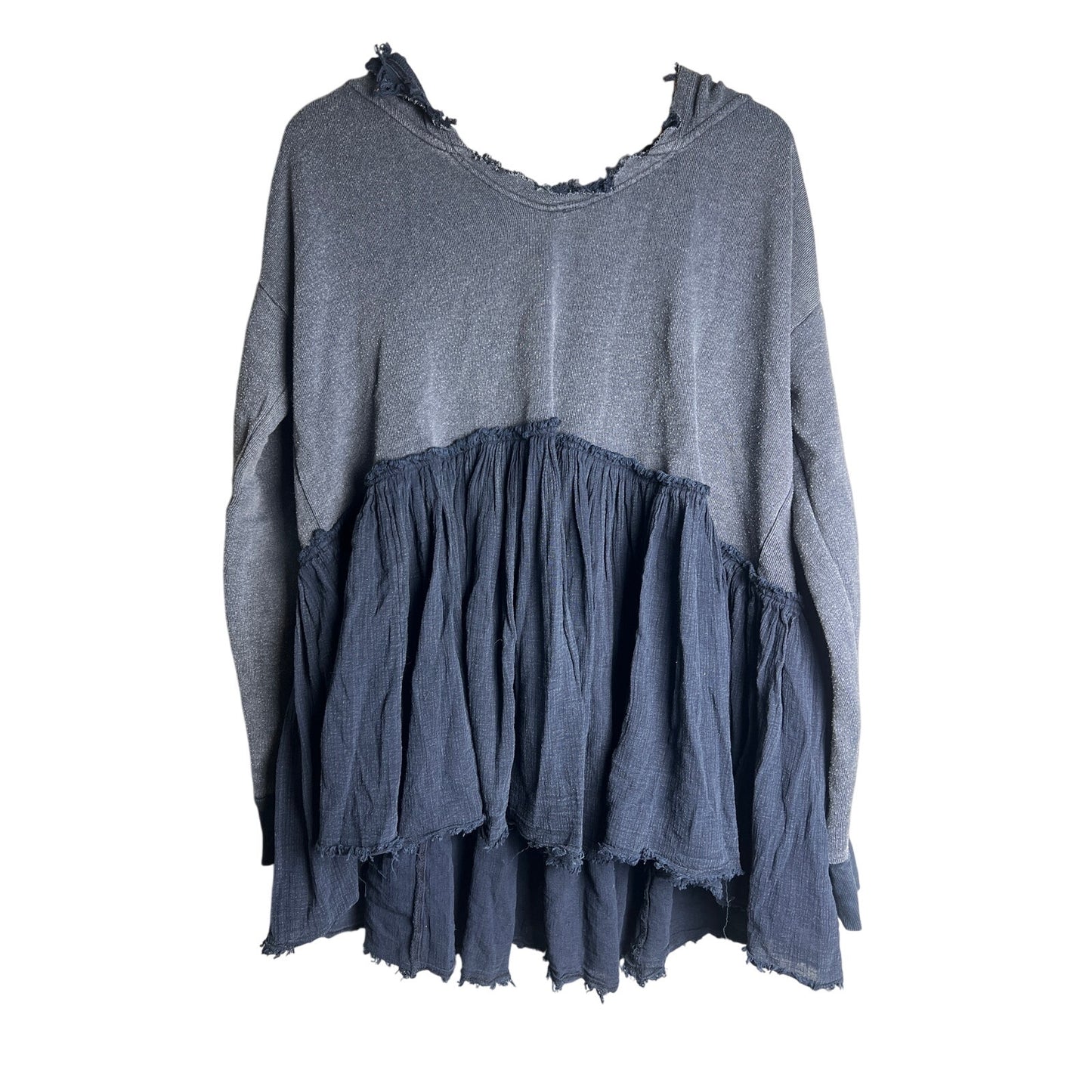 Free People Small Cropped V Neck Sweater Navy Blue