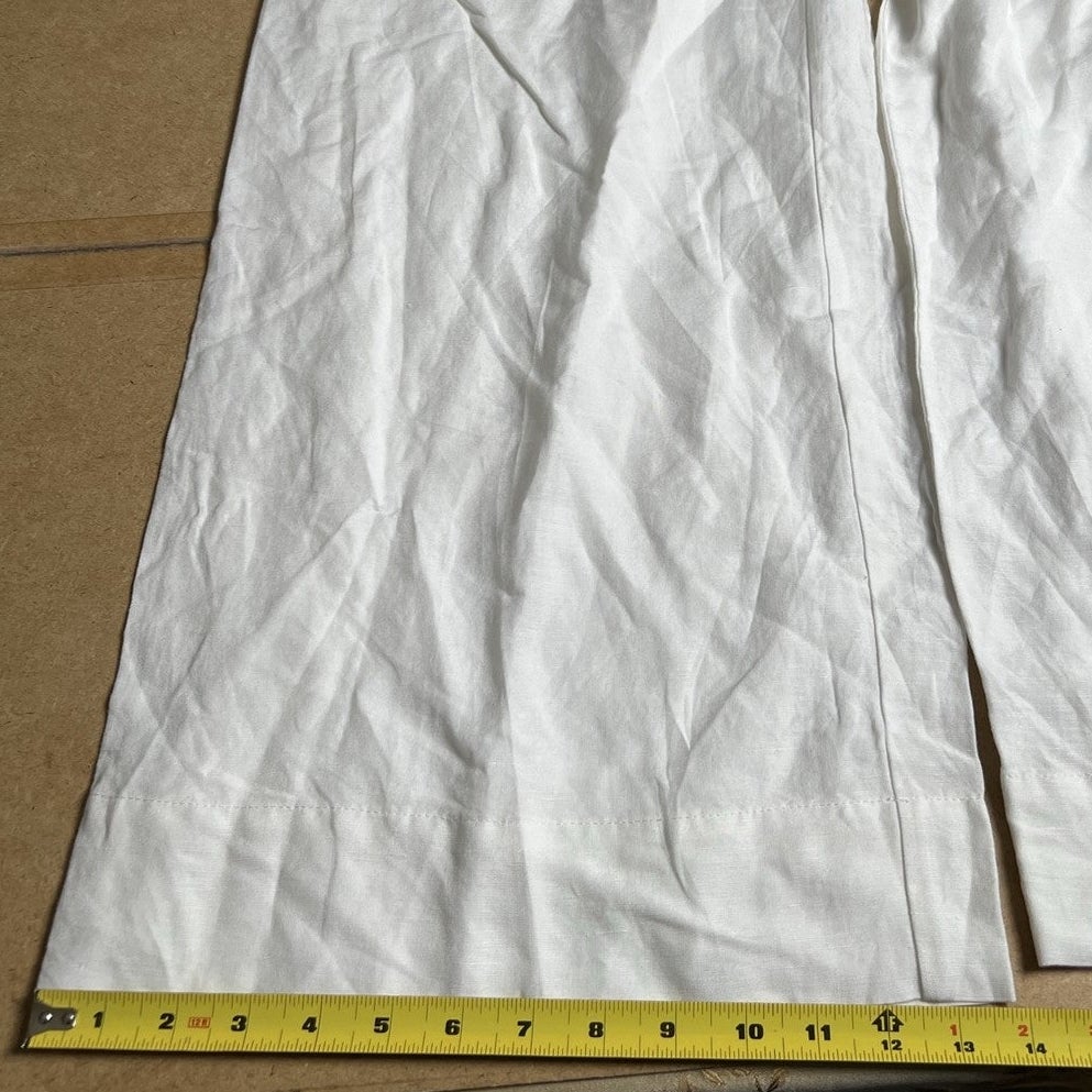 Eileen Fisher Pants Womens M White Wide-Leg Linen Rayon Cotton Pull On