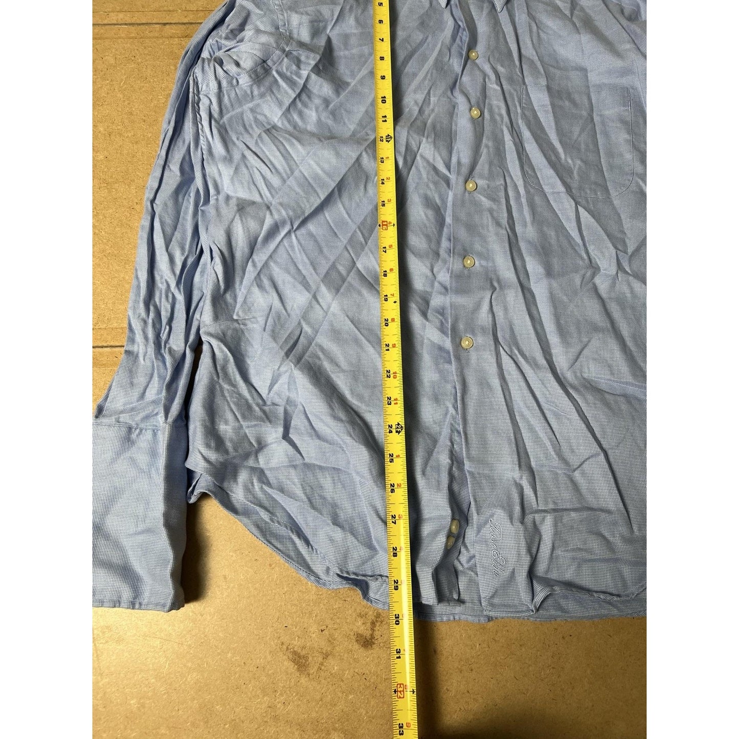 Tasso Elba Shirt Mens L Blue Check Long Sleeve Button Up Cotton Pocket