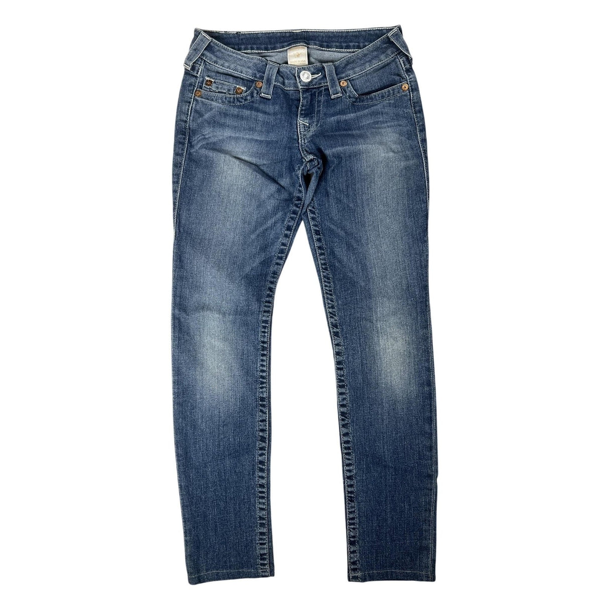 True Religion Pants Men 27 Blue Jegging Stretch Rhinestone Pockets Slim