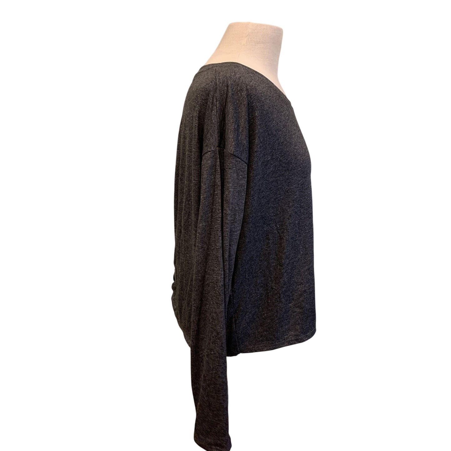 Athleta Twist Back Long Sleeve Open Back Gray Shirt Top Size Medium - NWT