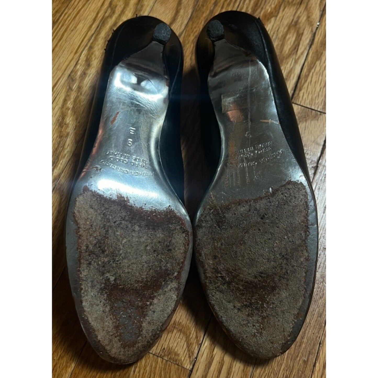 Andrea Carrano Italy 9 Black Mirror Bottom 3" Heels