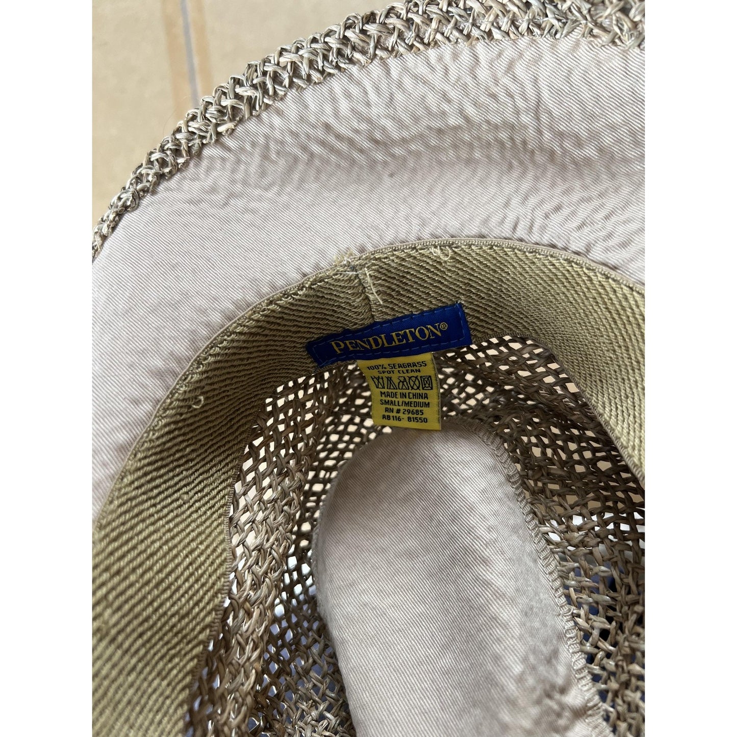Pendleton Hat Fedora Mens M Beige Straw Lined Breathable Lightweight Summer