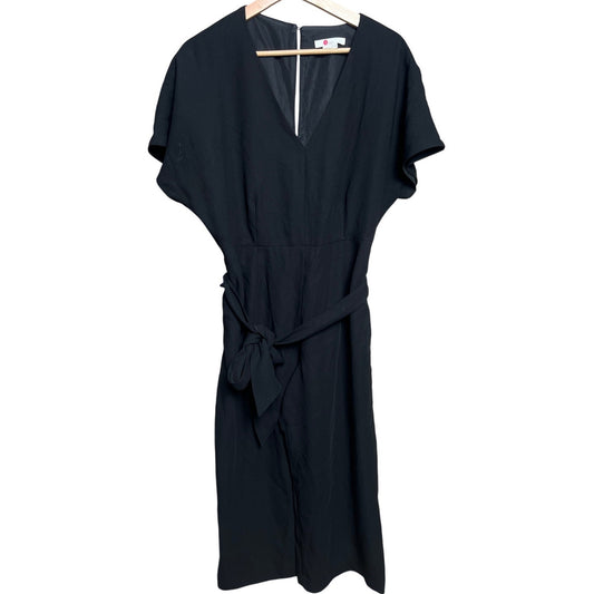 J.P. Boden Long Black Midi Women Dress Size 10P Waist Tie