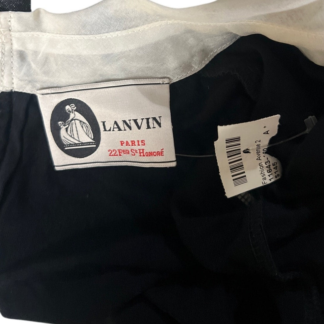 Lanvin Fashion Ave Paris NWT Black Long Dress Detail in Deep Blue