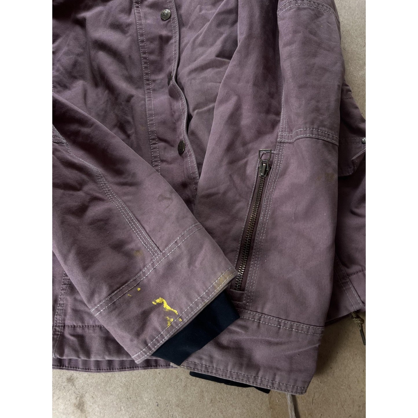 Noble Outfitters Jacket Womens M Purple Hooded Canvas Parka Lined Zip Pockets