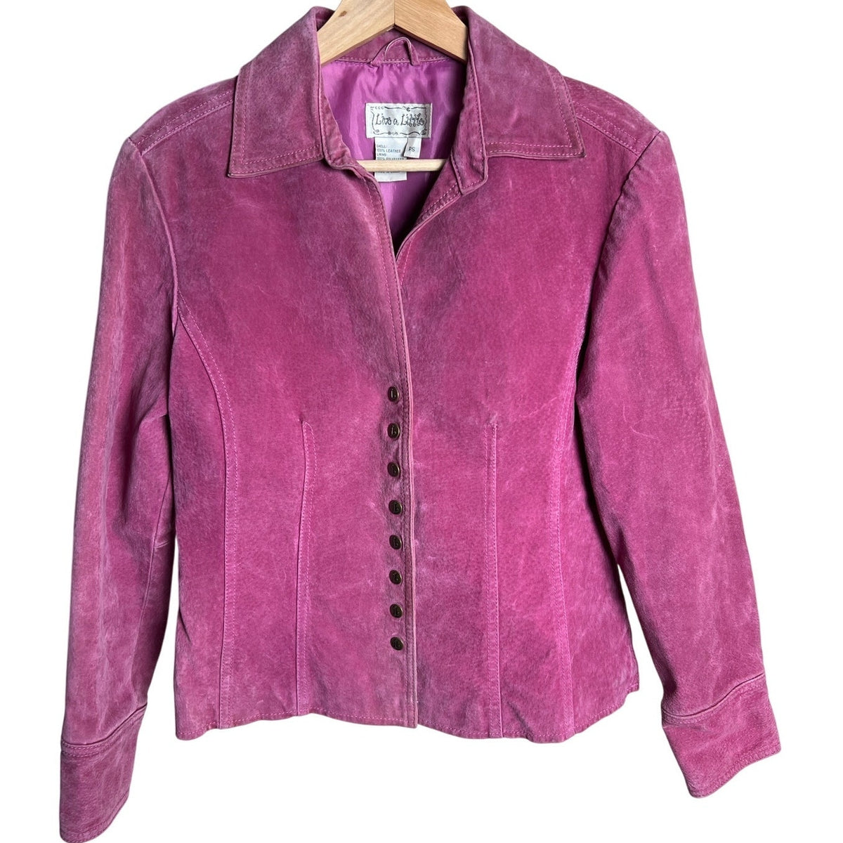Vintage Live A Little Size PS Size 4p-6p 100% Leather Pink Button Jacket