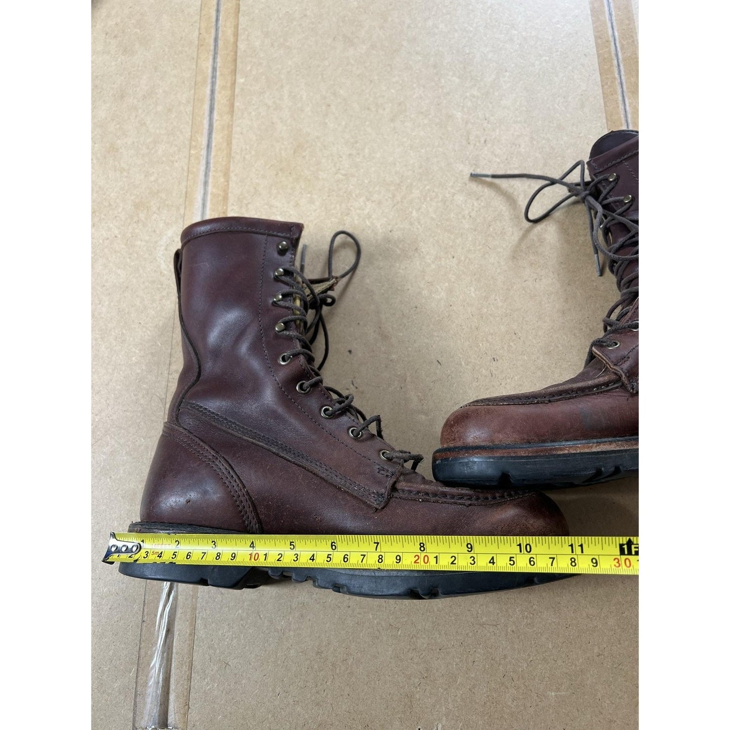 Combat Boots Mens Size 9 Brown Leather Lace Up Mid Calf Workwear Lined