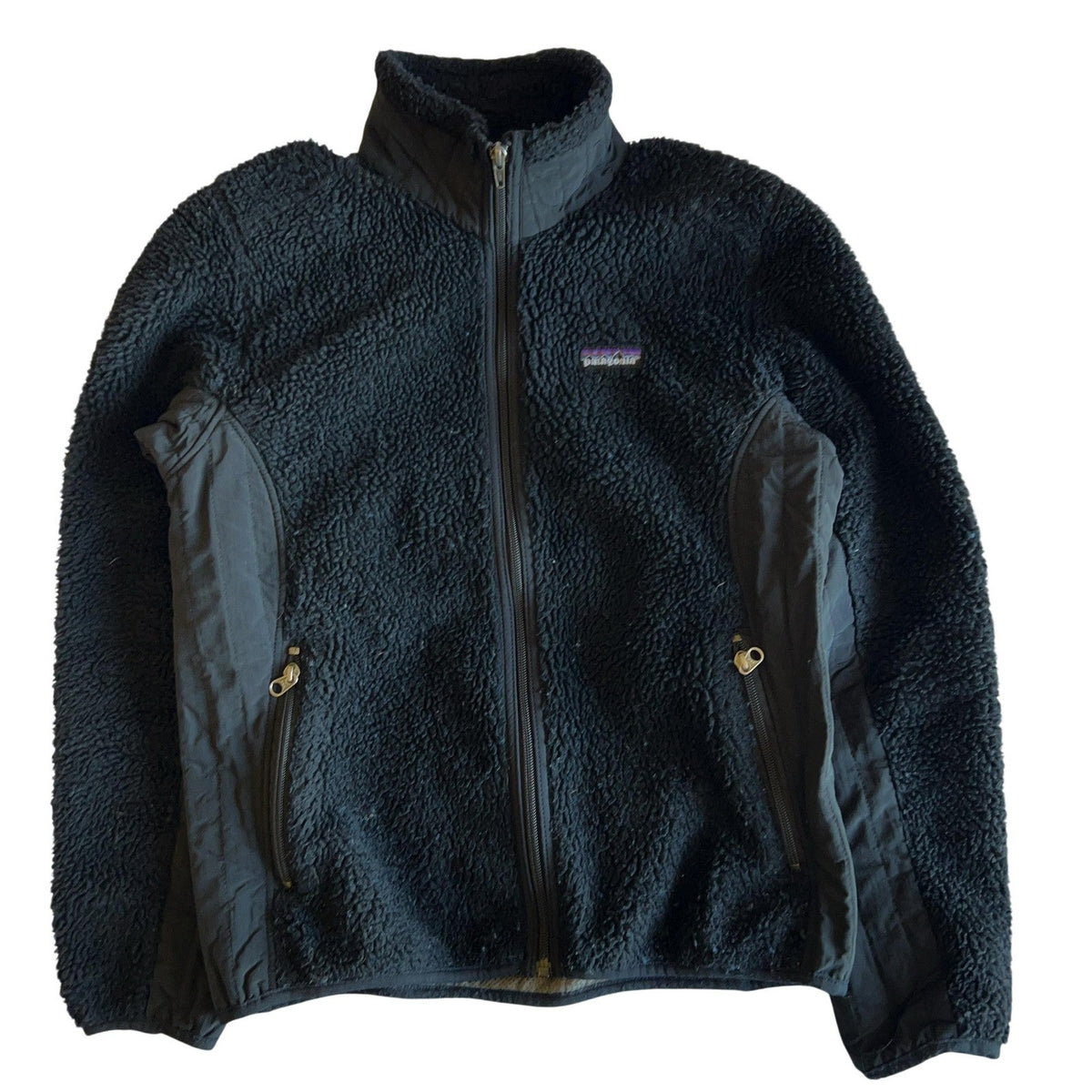 Patagonia Sweater Womens M Black Full Zip Fleece Pockets Heavyweight Collared