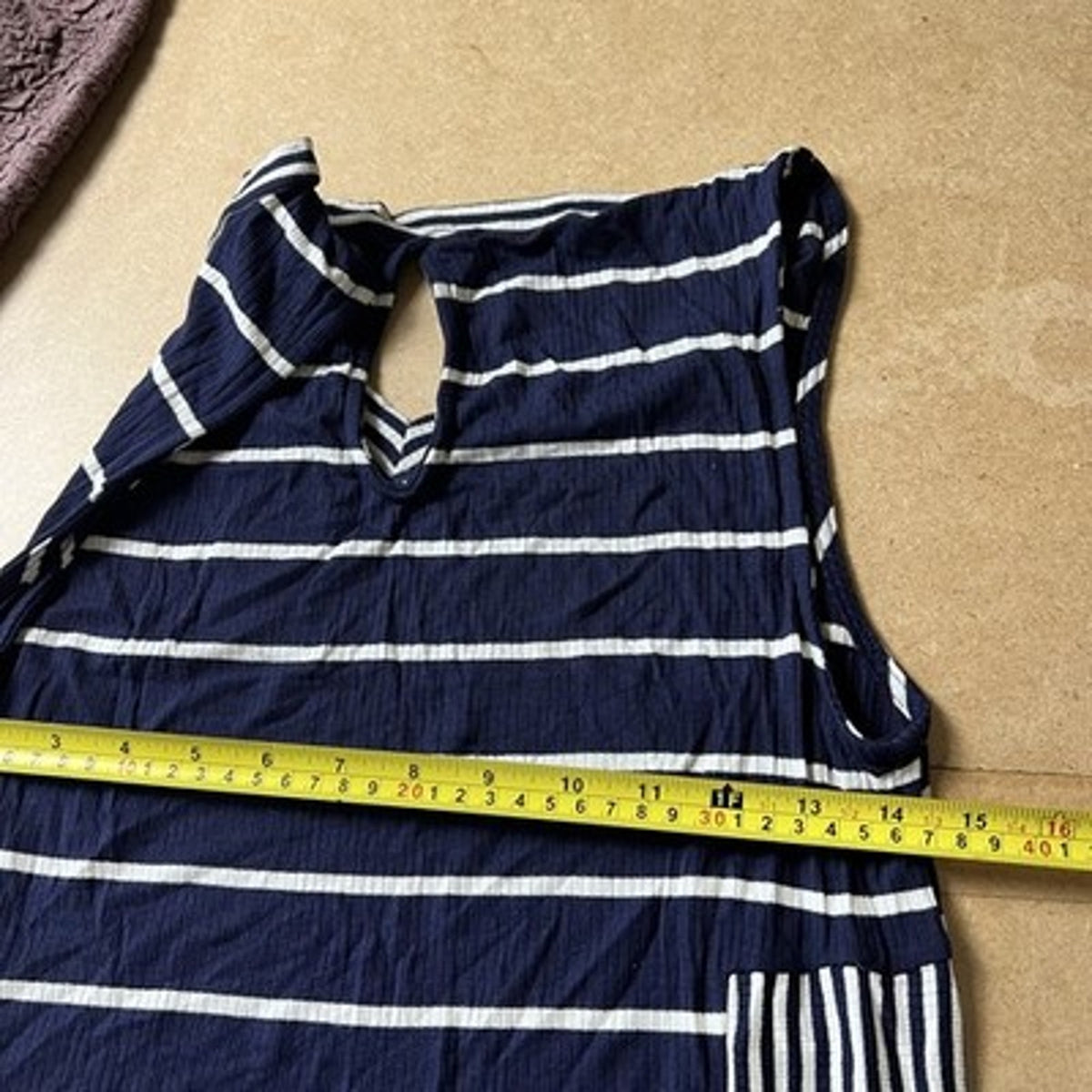 Francesca's Tunic Womens M Blue Striped V-Neck Sleeveless High Low Hem Stretch