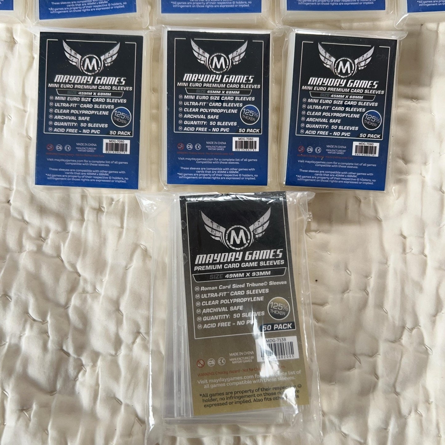 Mayday Games Mini Euro Card Sleeves 45x68mm 50 Pack Clear Polypropylene