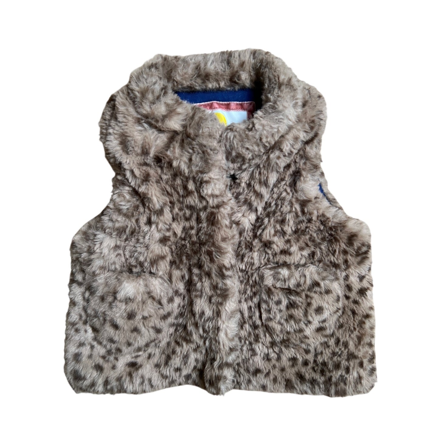 Mini Boden Girl Cheetah Print Fur Vest Size 3-4Y