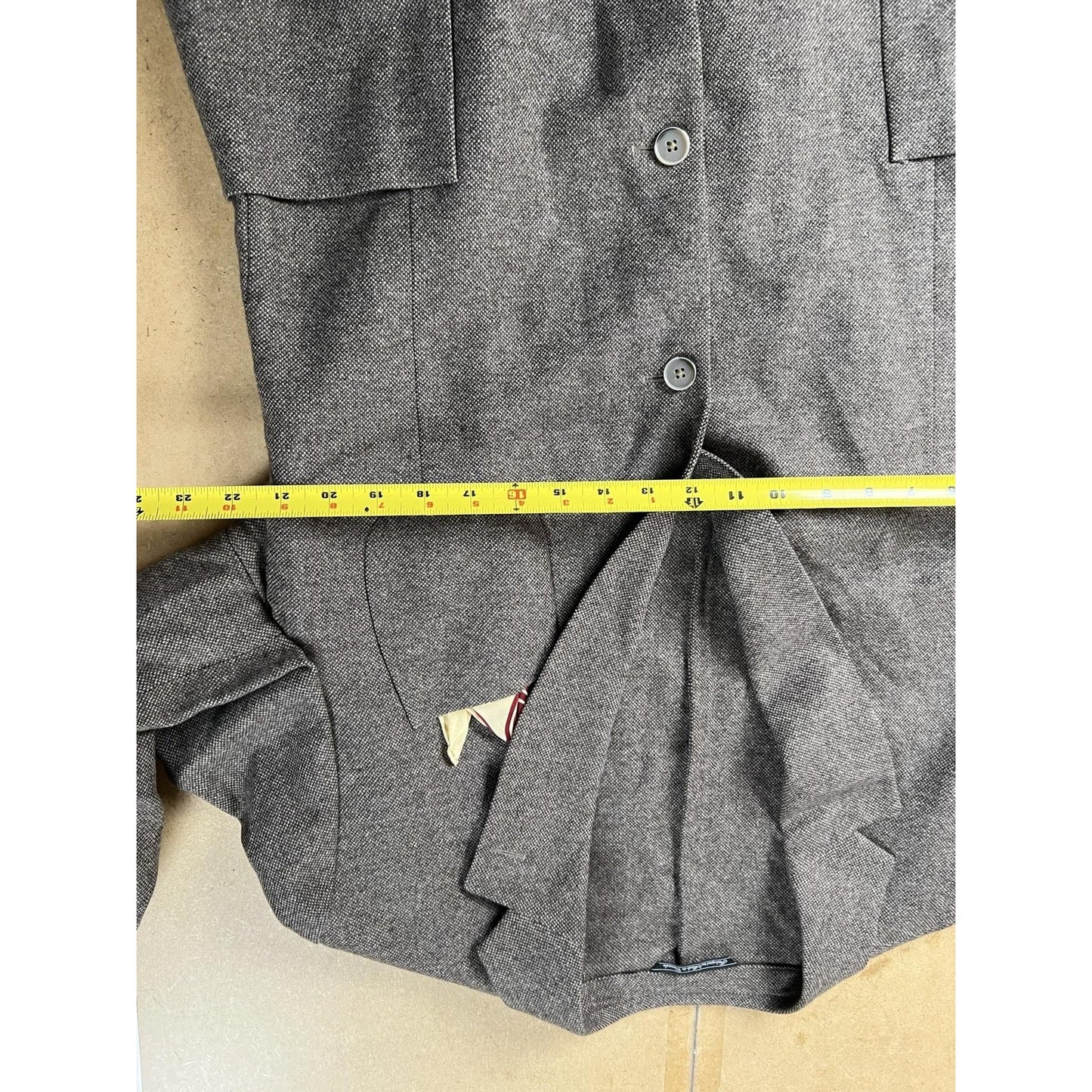Blazer Mens 46 Gray Wool-Blend Tweed Patch Pocket Two-Button Made In Canada