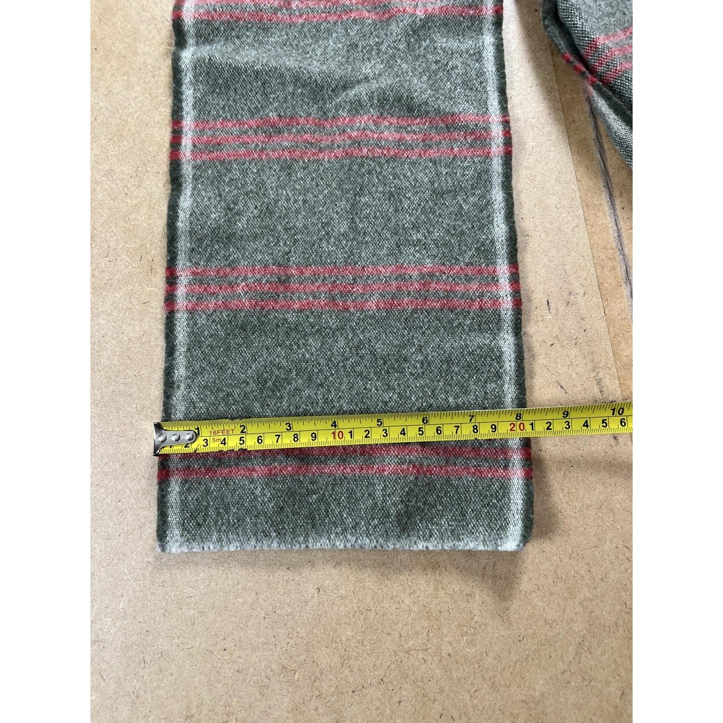 Faribault Woolen Mill Co. Scarf Mens One Size Gray Wool Striped Made USA Winter