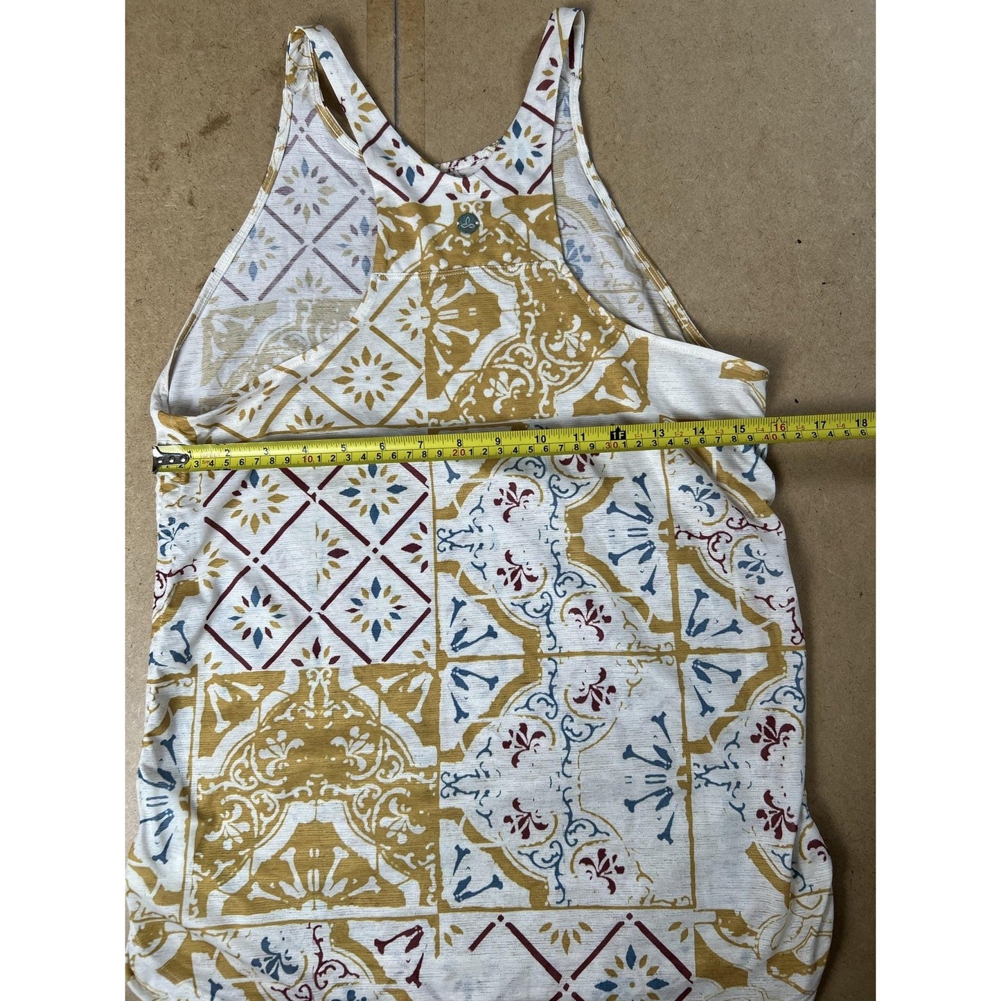 PrAna Tunic Womens S White Geometric Pockets Stretch Rayon Spandex Casual