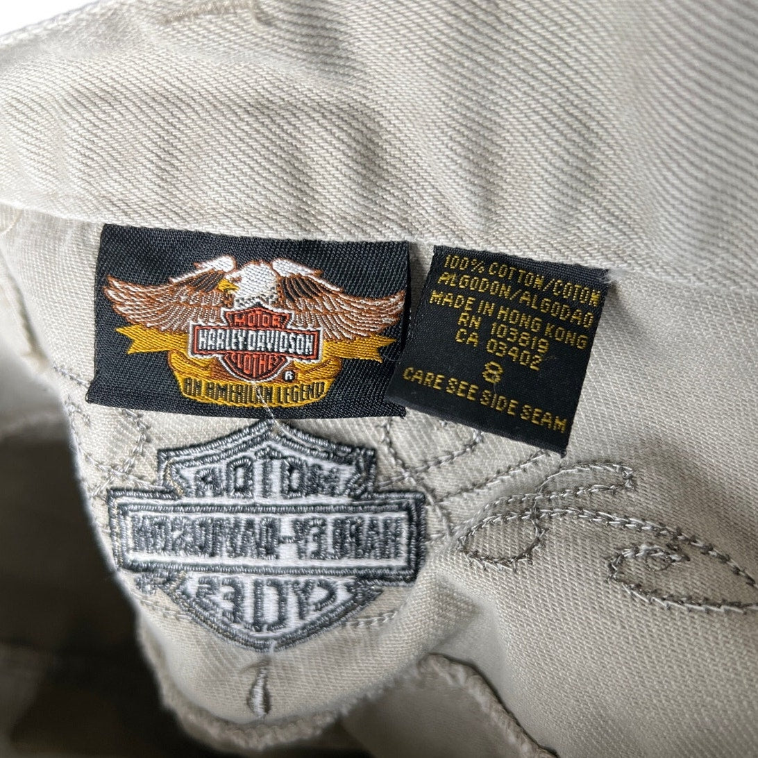 Harley Davidson Women's Cream Straight Leg Pants Size 8