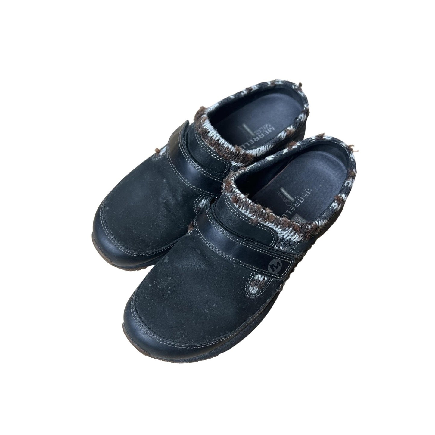 Merrell Clog Womens 7 Black Encore Nova Crystal Leather Faux Fur Lined