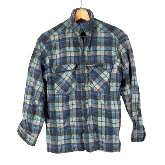 Pendleton Mens Medium Blue Button Up Wool Plaid Beach Boys Limited Edition