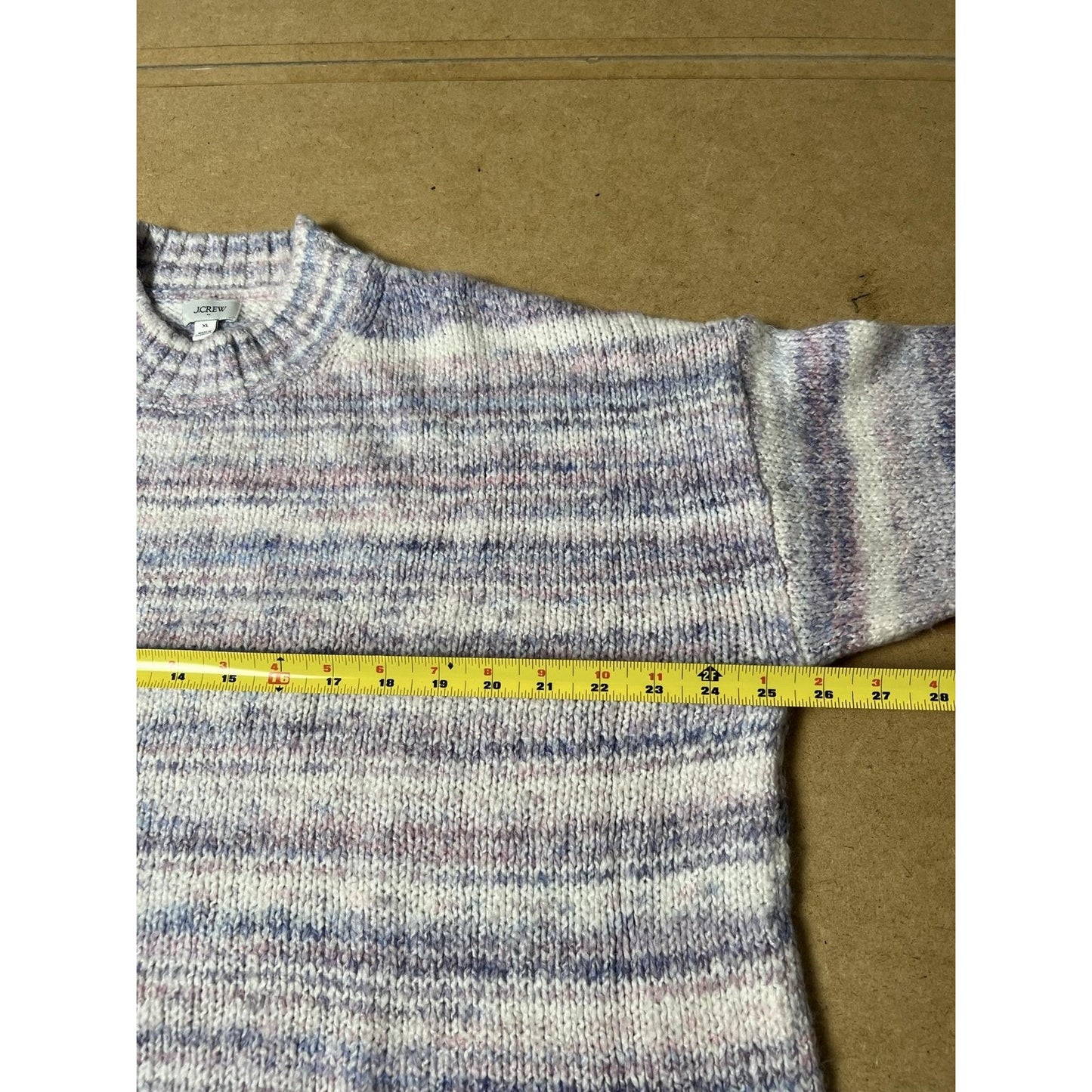 J.CREW Sweater Womens XL Multicolor Chunky-Knit Striped Crew Neck Heavyweight