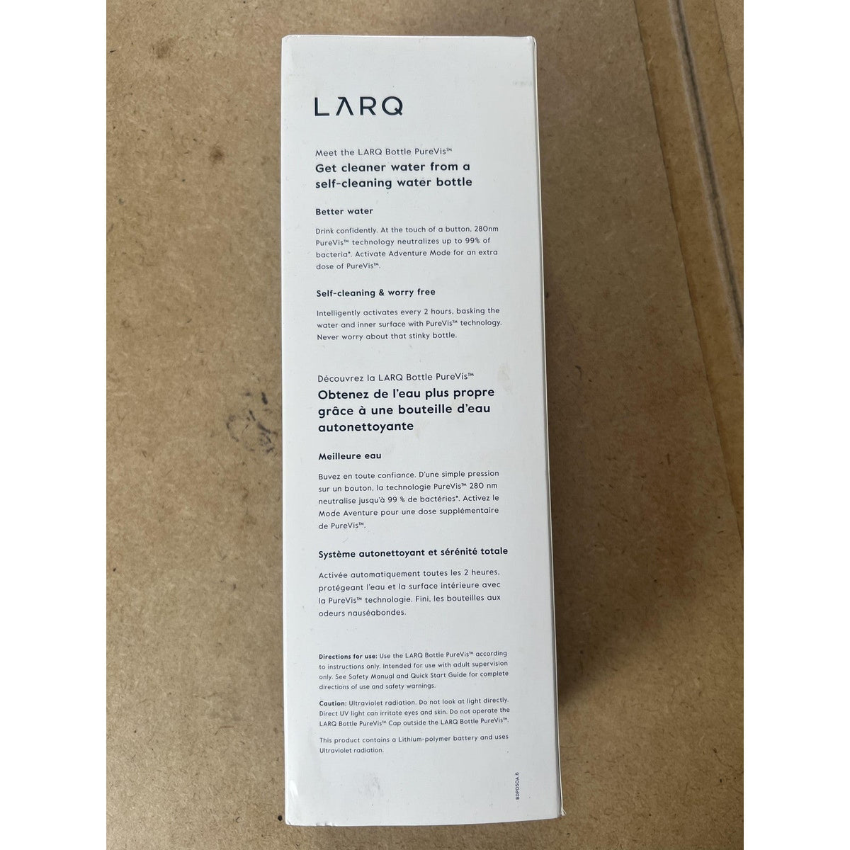 LARQ Water Bottle 17 Fl Oz Blue Stainless Steel Vacuum Insulated Screw-on Lid