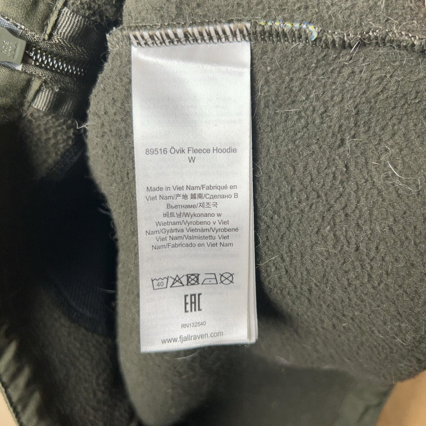 FJALLRAVEN Sweater Womens L Green Ovik Fleece Hoodie Full Zip Pockets Outdoor