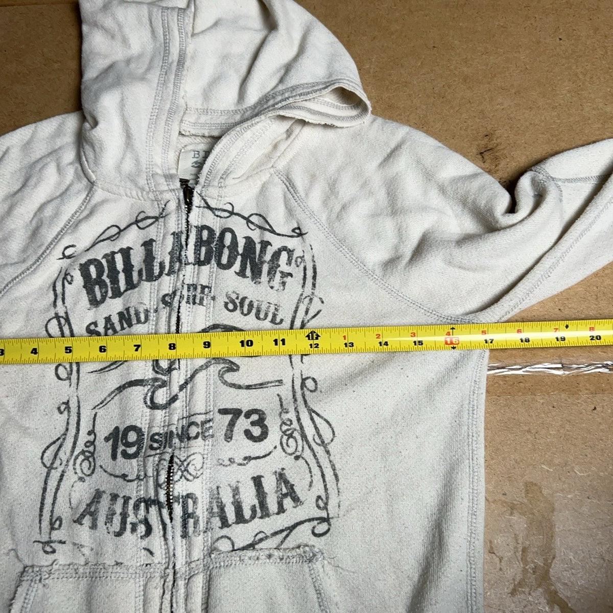 Billabong Sweater Womens M White Full Zip Hooded Raglan Graphic Pockets Casual
