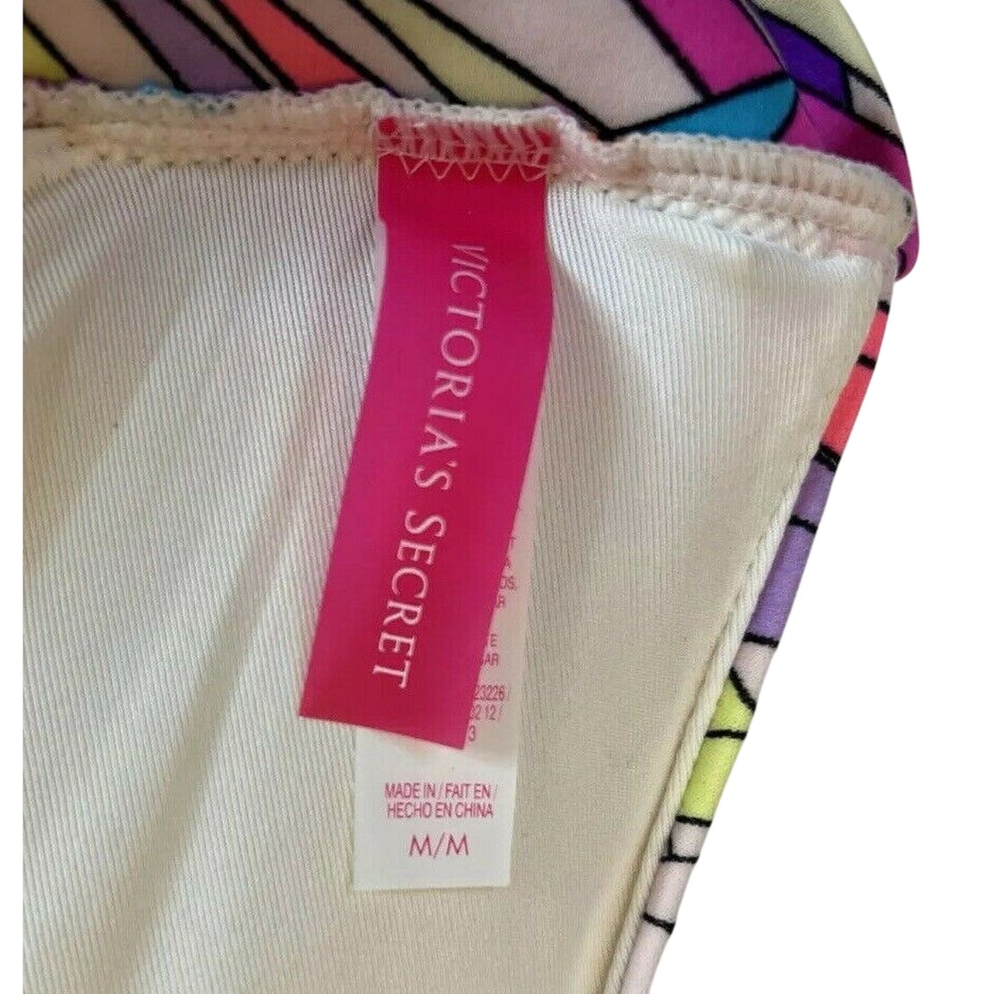 Victoria's Secret Halter Multi Color Palm Frond Medium Bikini Top - EUC