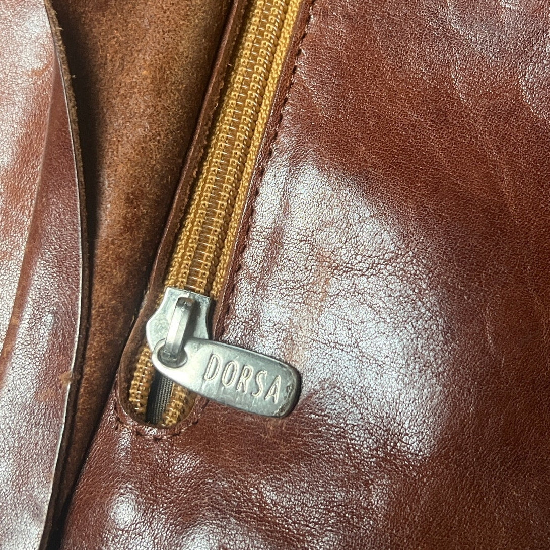 Vintage Dorsa Brown Leather Messenger Bag (No Handles)