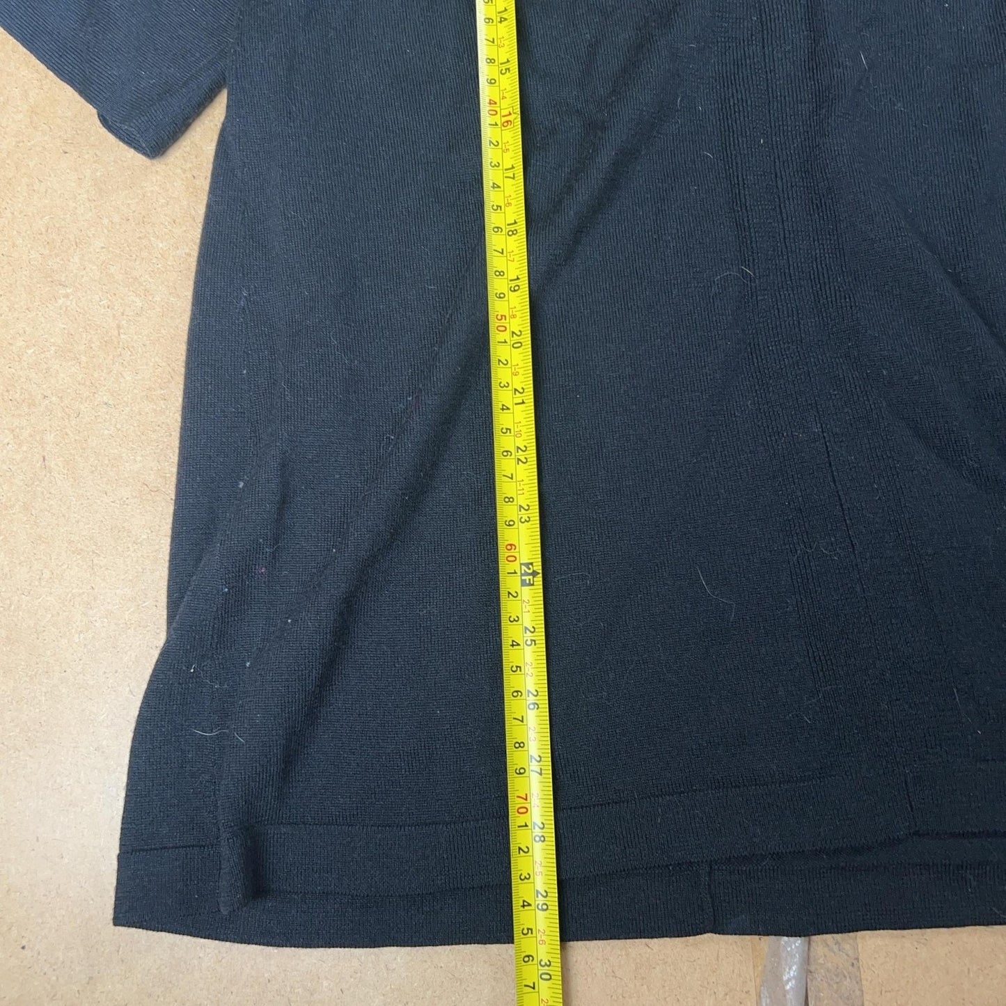 EILEEN FISHER Tunic Womens S/P Black V-Neck Merino Wool Jersey Short Sleeve