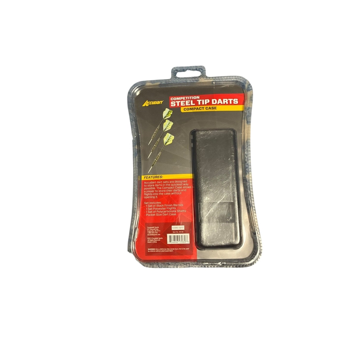 Accudart Competition Steel Tip Darts w Case Black with Checkered Fins NWT