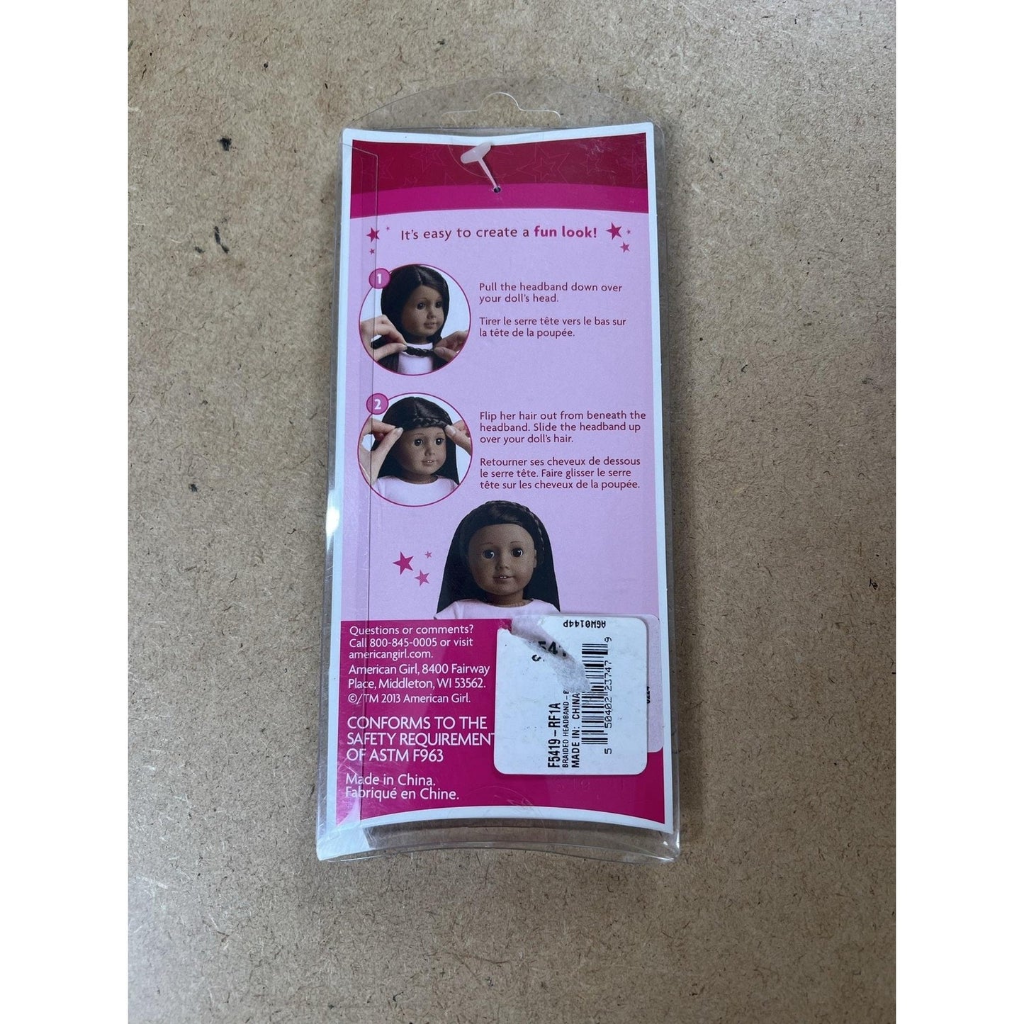 American Girl Headband Girls One Size Brown Nylon Doll Dos Braided Accessory