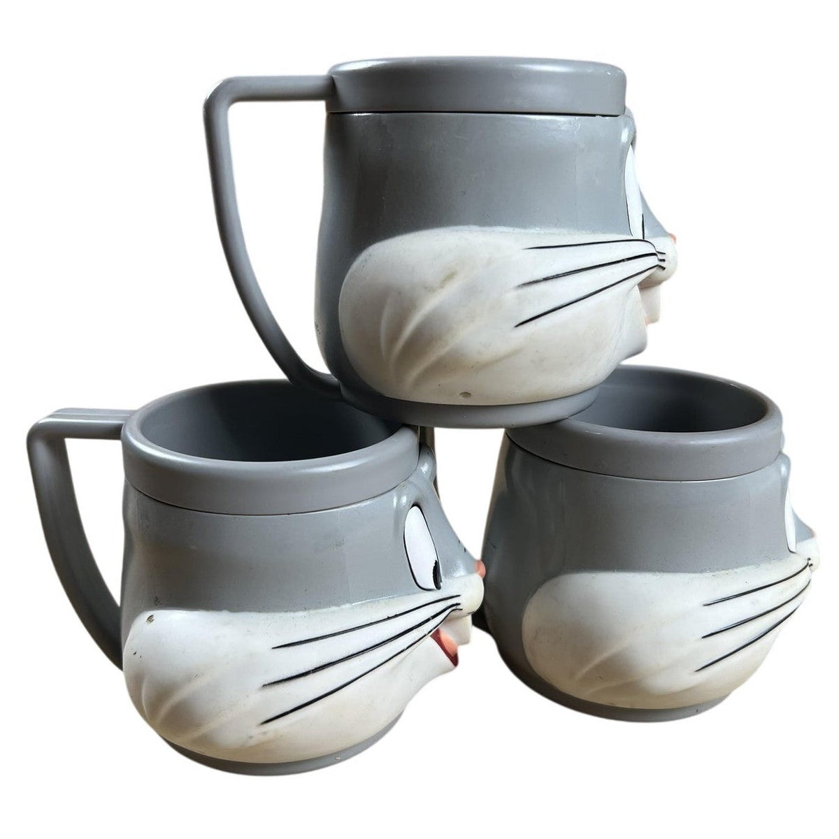 Vintage McDonalds Gray Bugs Bunny Mug Lot Of 3 Warner Bros 1992 Made In China
