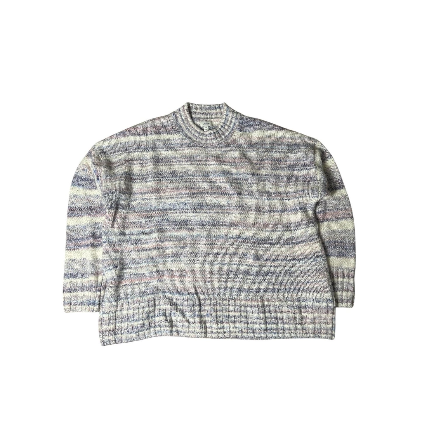 J.CREW Sweater Womens XL Multicolor Chunky-Knit Striped Crew Neck Heavyweight