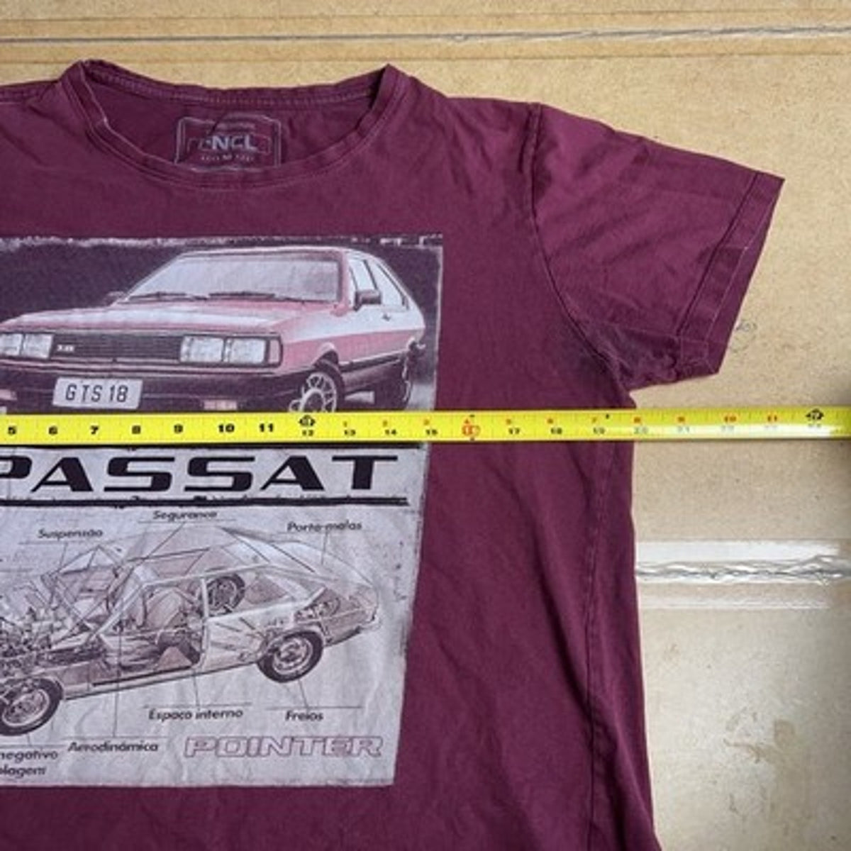 FNCL Shirt Mens M Red Short Sleeve Cotton Crew Neck Tagless Passat Graphic