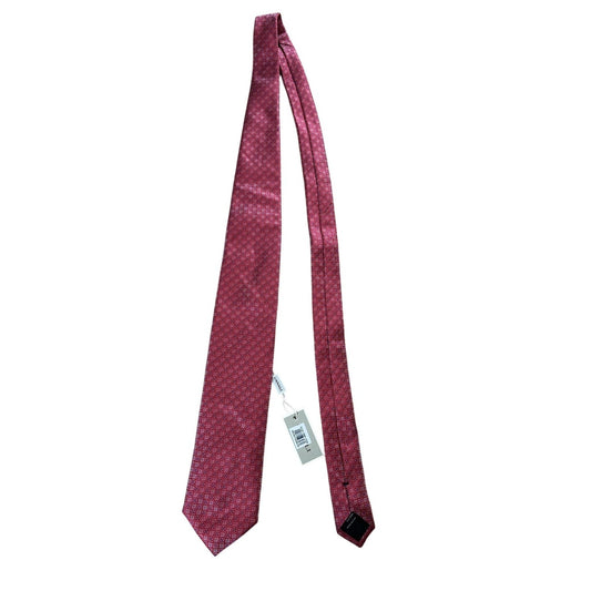 Canali Tie Mens Red 100% Silk Necktie Made In Italy Business Classic Luxury