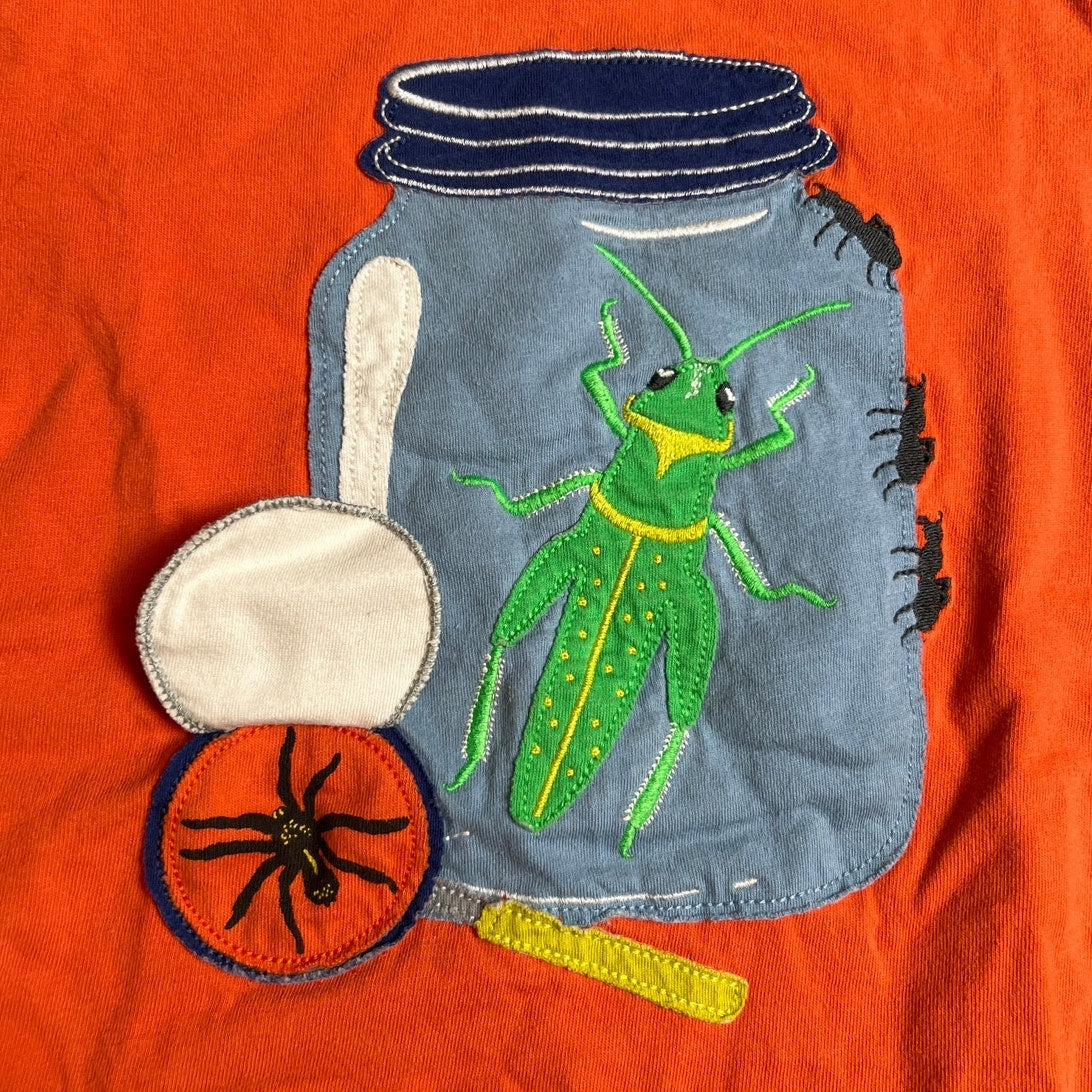 Mini Boden 6-7Y Boys Orange Cricket Graphic T-Shirt