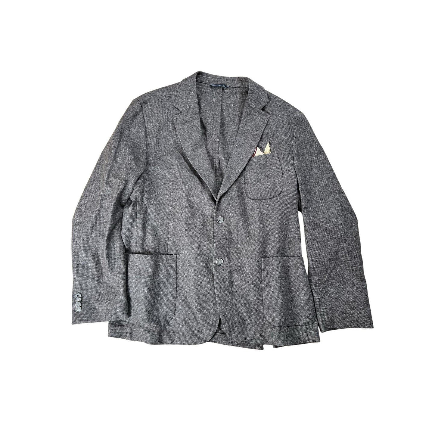 Blazer Mens 46 Gray Wool-Blend Tweed Patch Pocket Two-Button Made In Canada