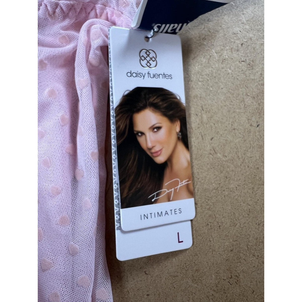 Daisy Fuentes Camisole & Short Set Womens L Pink Mesh Polka Dot Intimates