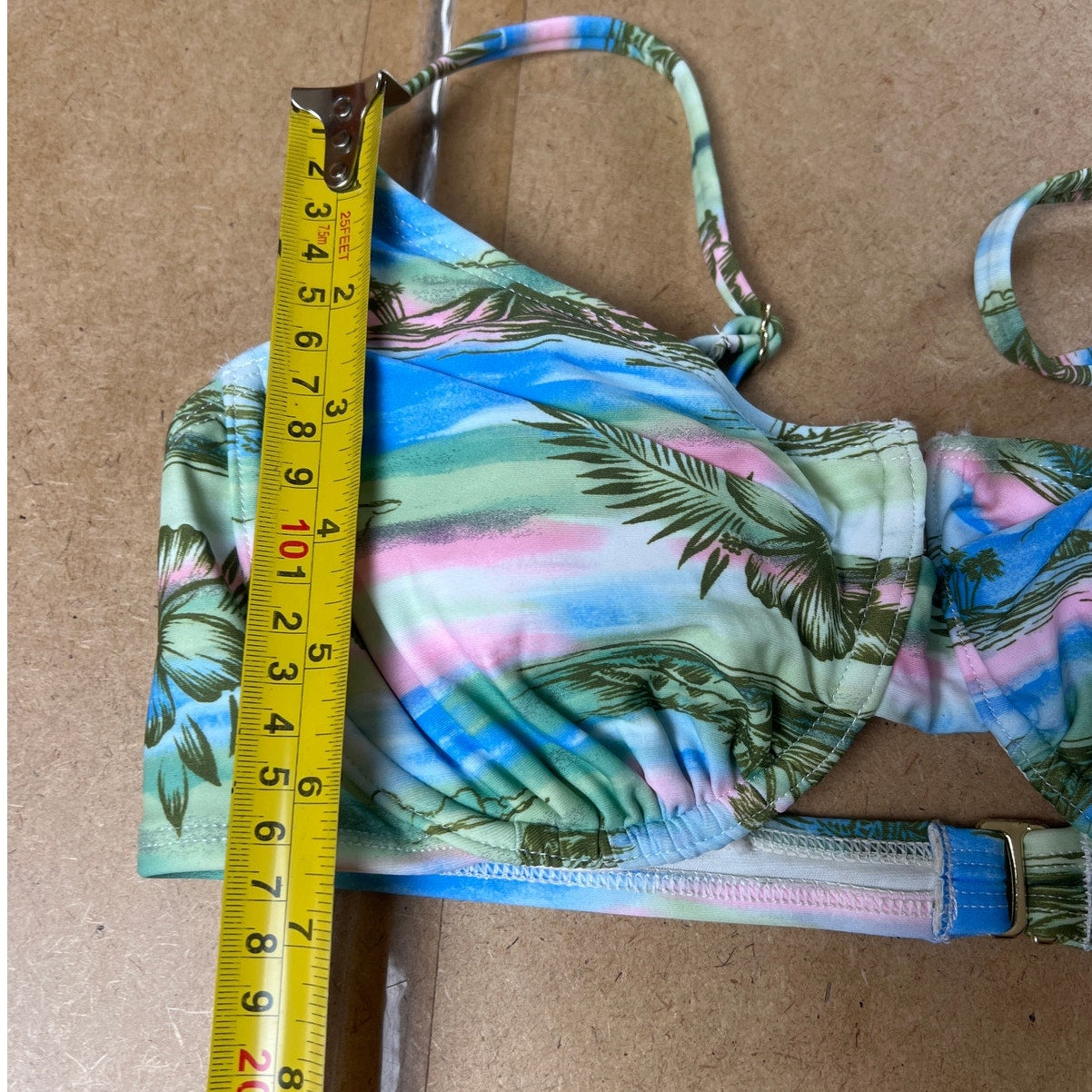 NWT Xhilaration Womens Junior's Size L Bikini Top Underwire Tropical Print