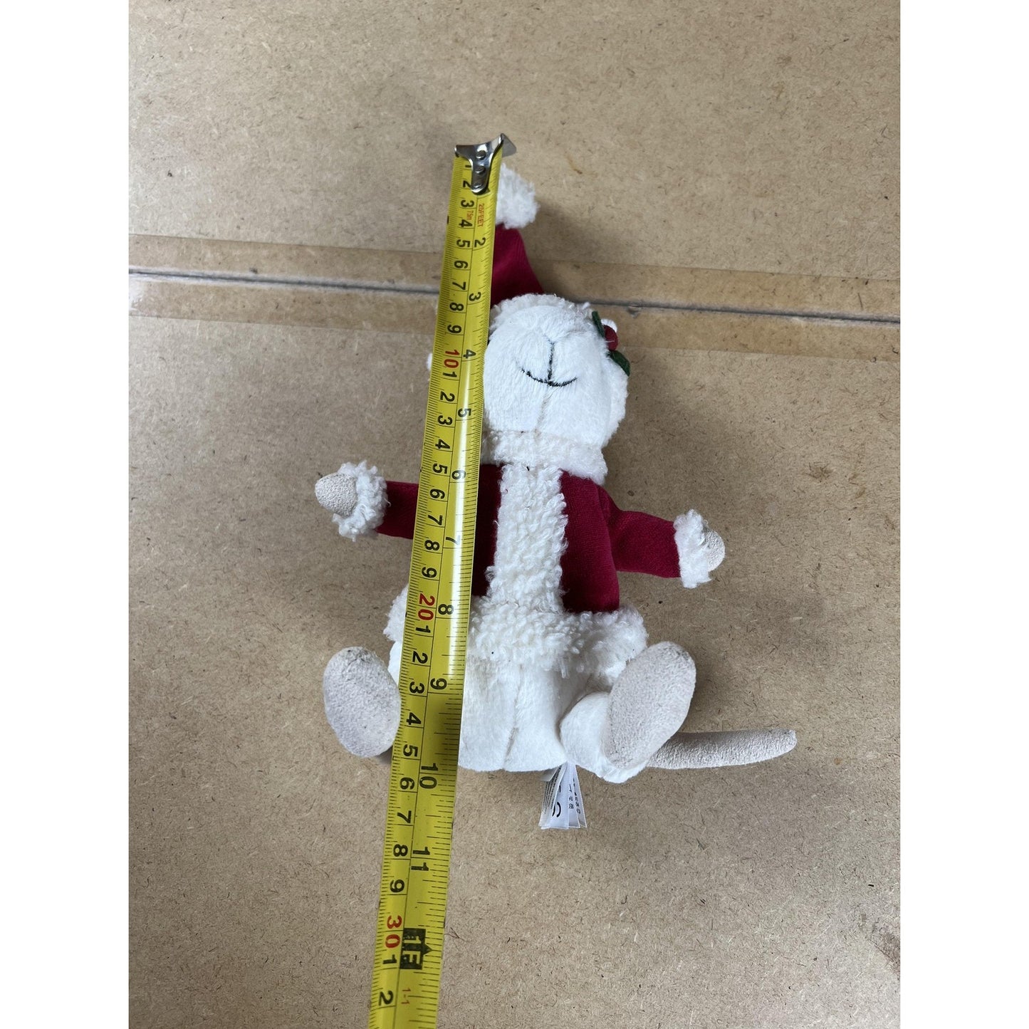Jellycat Small White Red Mouse Plush Santa Hat Holly Christmas Collectible