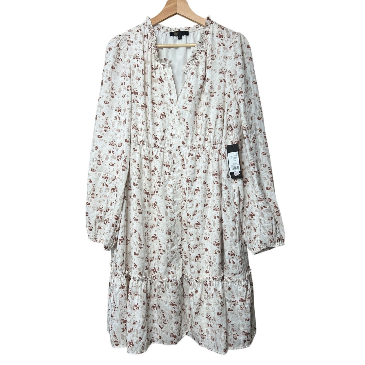 Frye XL NWT Ruffle Neck Button Front Long Dress