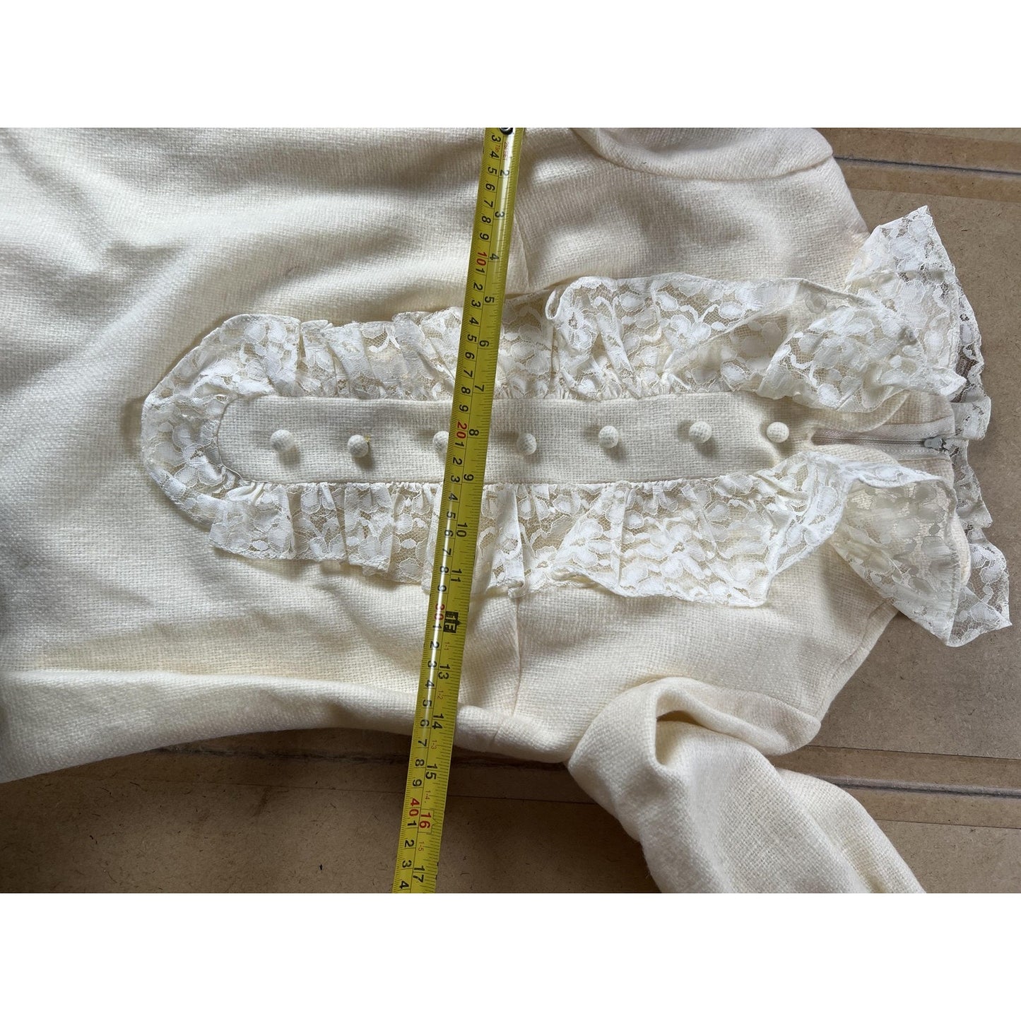 Vintage E.t. CaliforniA Dress Girls 5-6 Years White Lace Ruffle Shift High Neck