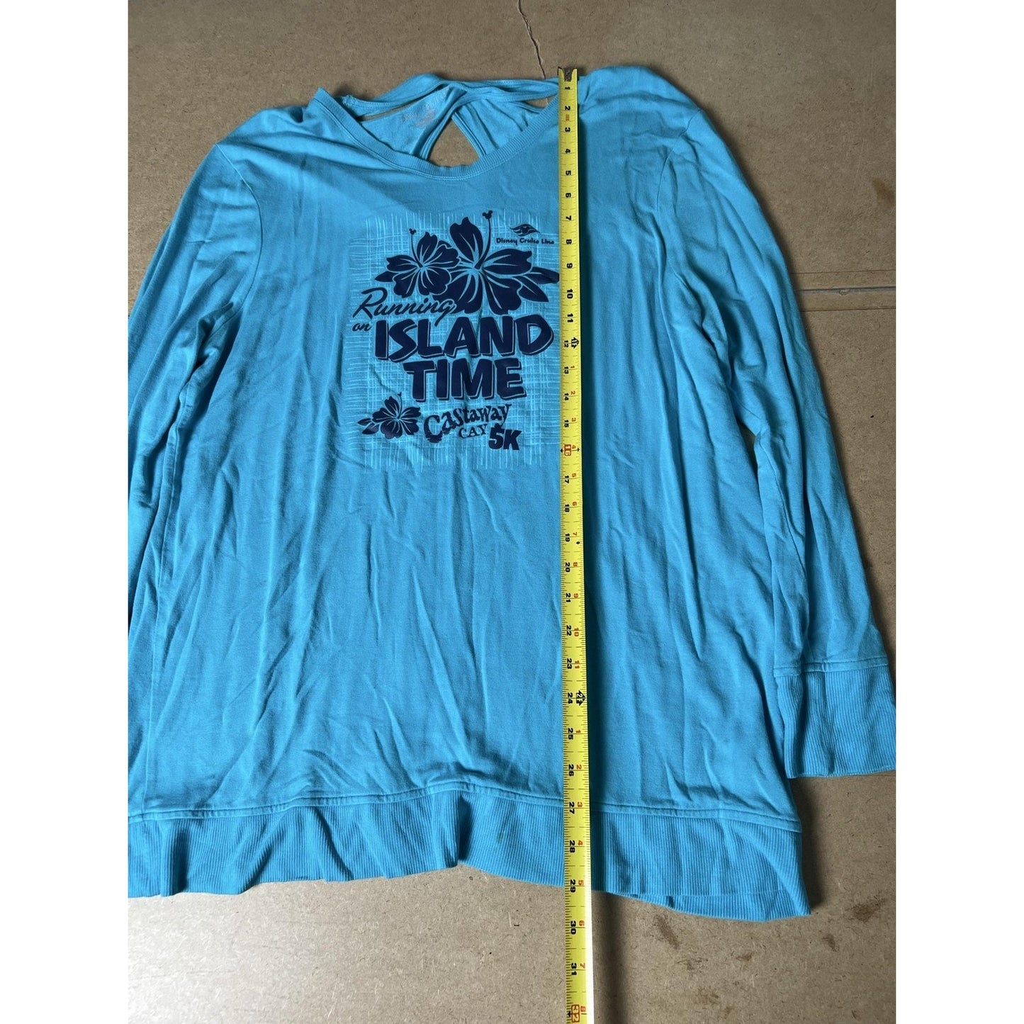 Disney Cruise Line T-Shirt Womens XL Blue Crew Neck Long Sleeve Island Time