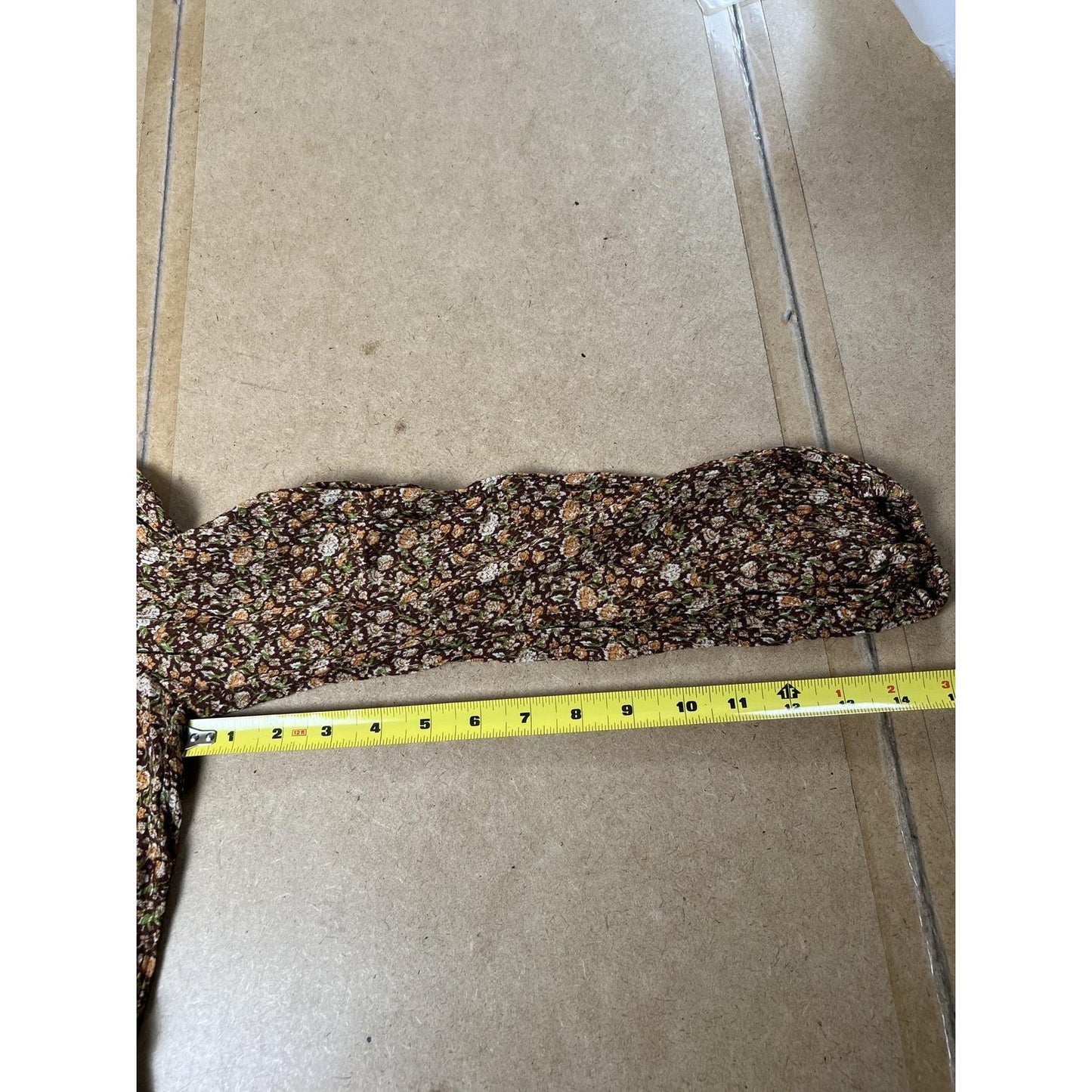 Natural Life Blouse Womens M Brown Tunic Floral Rayon Puff Sleeve Casual