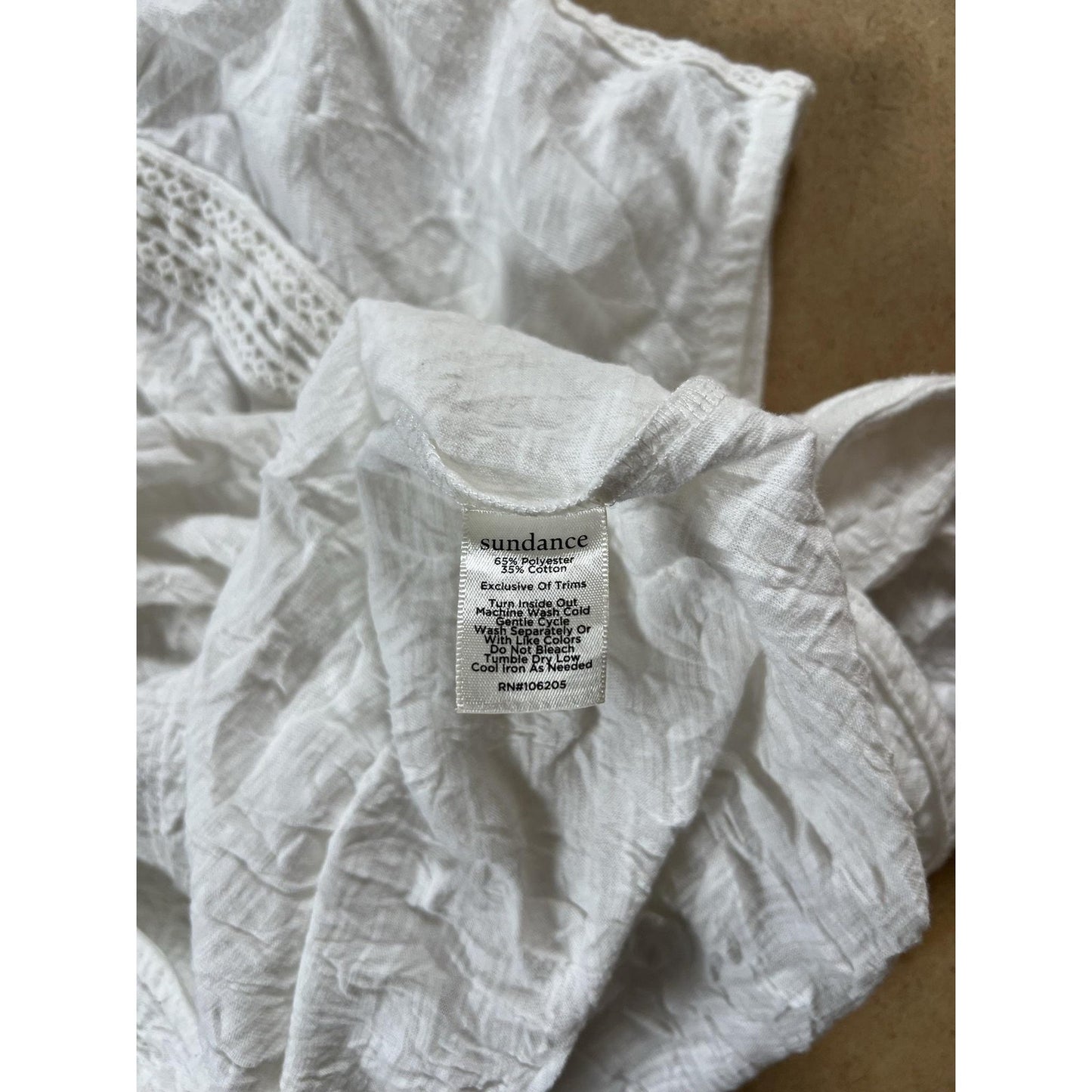 Sundance Tunic Womens XS White Crochet Cap Sleeve Round Neck Lightweight Boho
