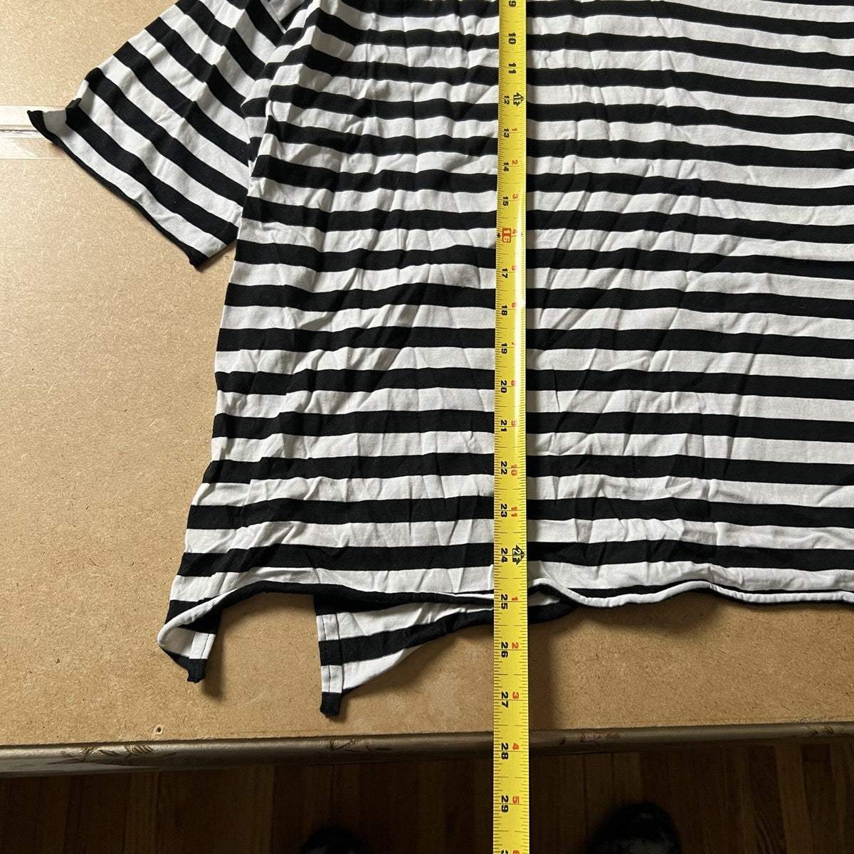 Planet By Lauren G T-Shirt Womens One Size Striped Black White V-Neck Cotton