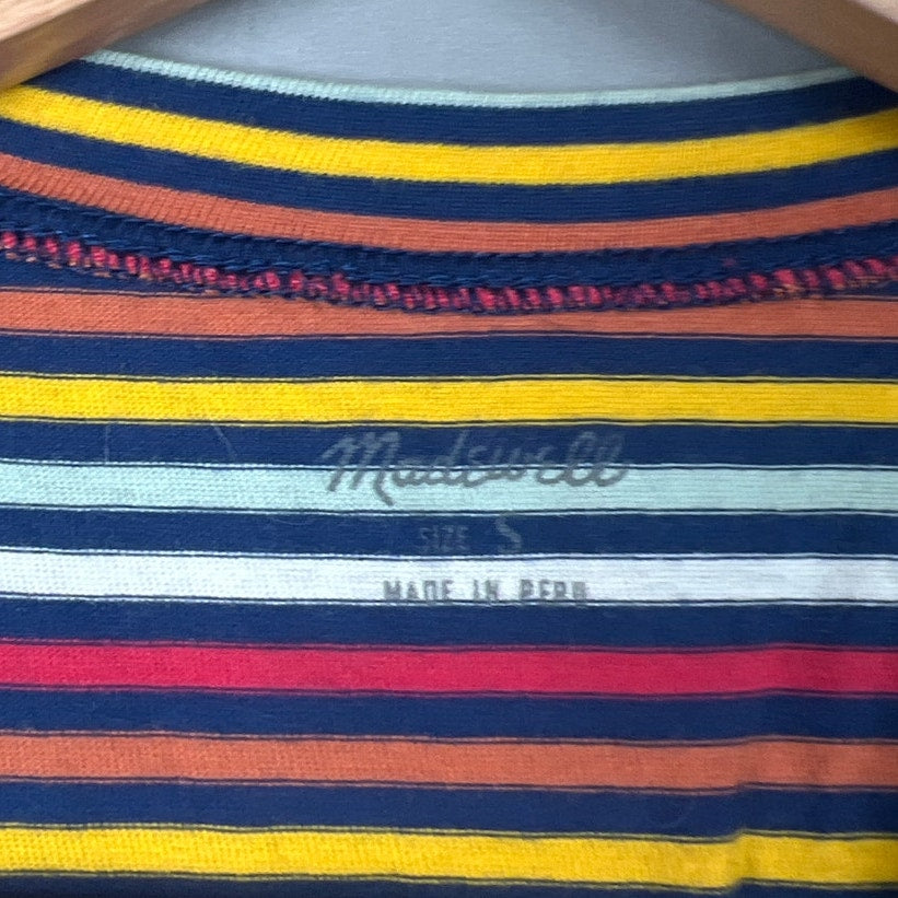 Madewell Size Small Striped Women Top 100% Cotton Knot Front