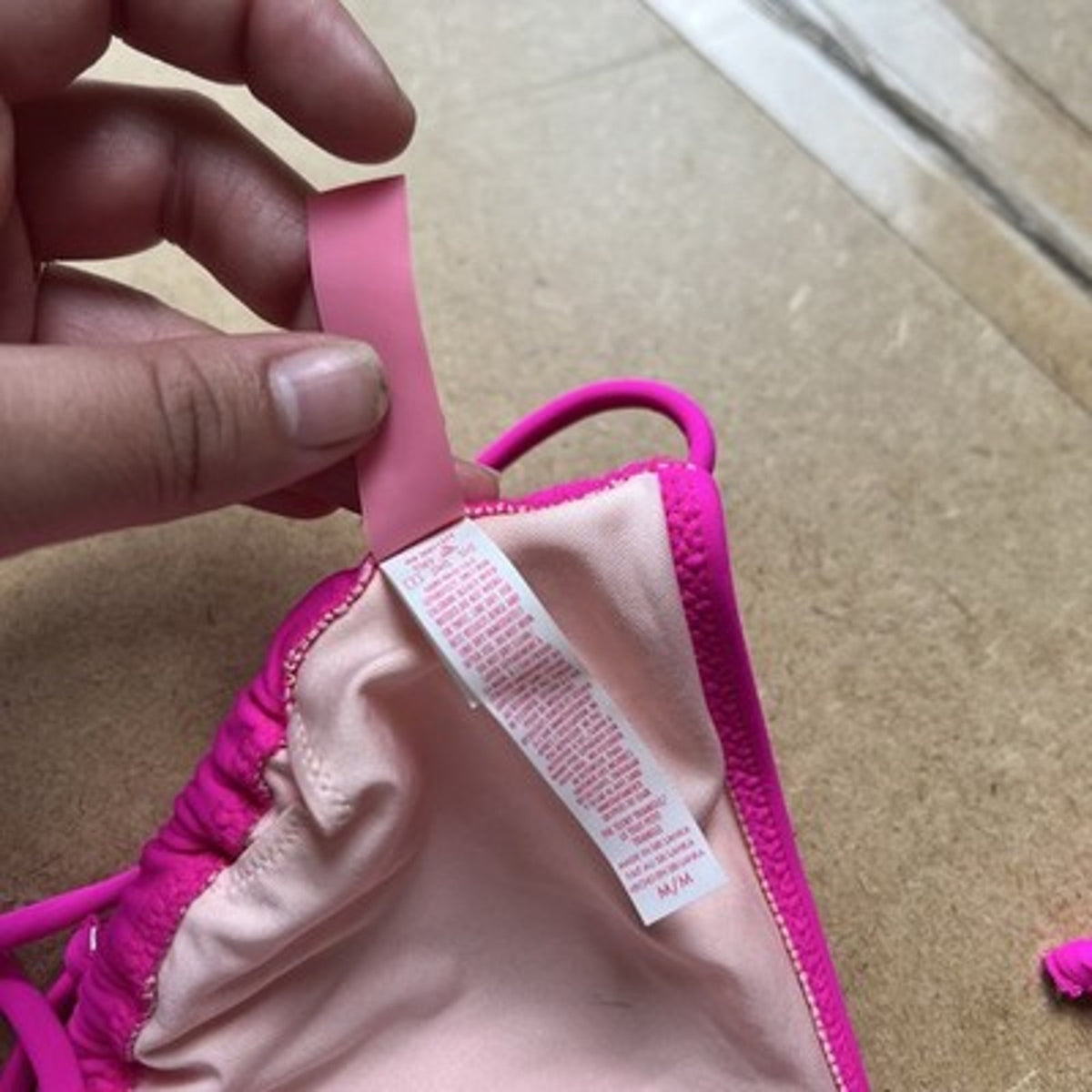 Victoria's Secret Swim Top Womens M Pink Triangle Lined Adjustable Halter Bikini